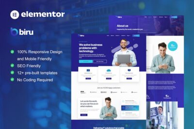 Biru - IT Services Elementor Pro Full Site Template Kit