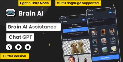 Brain Ai - ChatGPT Flutter AndroidiOS Full Application Art Generator ADMOB Premium Plan