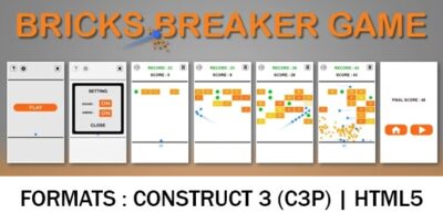 Bricks Breaker Game (Construct 3 C3P HTML5) Bricks Blaster Endless Game