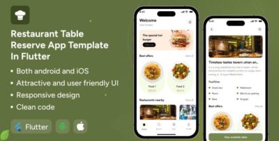 DineTable app UI template Restaurant table reservation app in flutter ReserveSpot app template