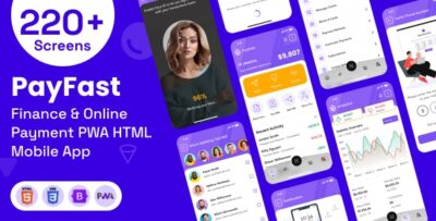 Finance & Online Payment Mobile App PWA HTML Template PayFast E-Wallet