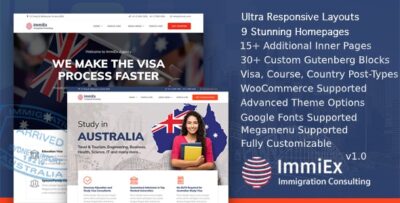 ImmiEx – Immigration and Visa Consulting WordPress Theme V1.3.8