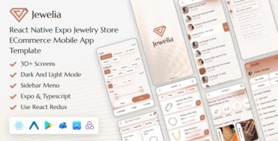 Jewelia - React Native Expo Jewelry Store eCommerce Mobile App Template