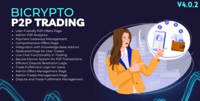 P2P Trading Addon For Bicrypto - P2P, Livechat, Offers, Moderation, Escrow, Disputes, Reviews