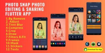 PhotoSnap - Advanced Photo Editor & Social Sharing Flutter App