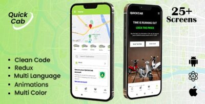 QuickCab - Ola Clone Car Rental l Hire Taxi Online Cab Booking iOSAndroid App Template