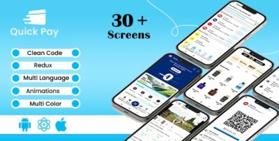 QuickPay - Paytm Clone Digital Payments l Flights Booking Movie Booking iOSAndroid App Template