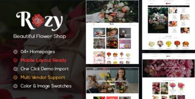 Rozy - Flower Shop WooCommerce WordPress Theme (4+ Indexes + Mobile Layouts Ready) v1.2.23