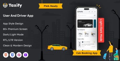 Taxify – Taxi Booking Mobile App PWA Template