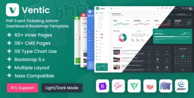 Ventic - PHP Event Ticketing Admin Dashboard Bootstrap Template