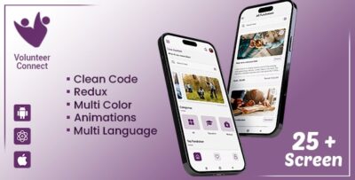 VolunteerConnect - NGO & Volunteer App | Online Fundraising l Volunteer iOS/Android App Template