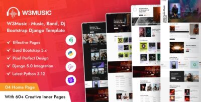 W3Music - Music, Band, Dj Bootstrap Django Template