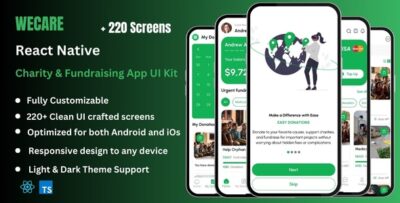 Wecare - Donation, Charity, & Fundraising React Native CLI App Ui Kit