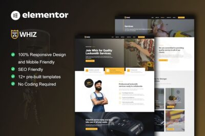 Whiz - Locksmith & Key Maker Services Elementor Pro Template Kit