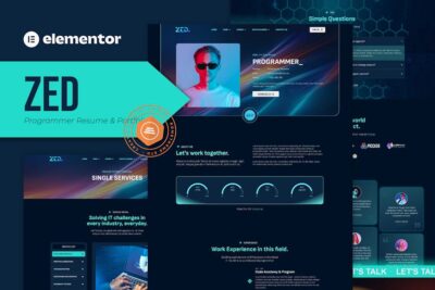 Zed - Programmer Resume & Portfolio Elementor Template Kit