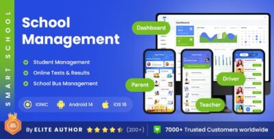 4 App Template School Management App Students' Dashboard School Bus App Smart School