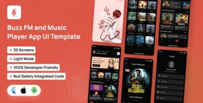 BuzzFM App UI Template Radio Streaming App Template in Flutter BuzzAudio App Template