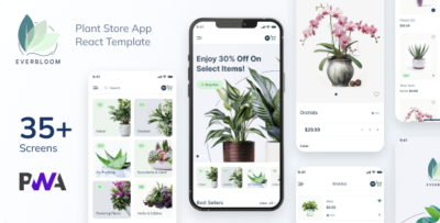 Everbloom - Plant Store & eCommerce React Mobile App PWA with Laravel Backend