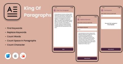 King Of Paragraphs - Find & Replace Keywords - Count Character iOS App