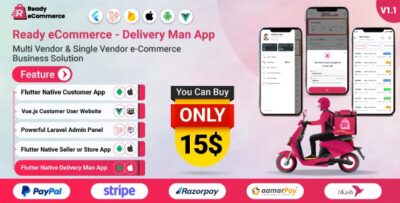 Ready eCommerce - Delivery Man App Multi Vendor & Single Vendor eCommerce Business Solution