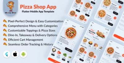 Cheesy Slice - eCommerce Pizza Ordering Flutter Mobile App Template for Pizza Shops Android & iOS