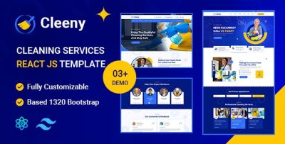 Cleeny – Cleaning Services & Repair Company React Tailwind Template