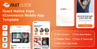 FastClock - React Native Expo eCommerce Mobile App Template