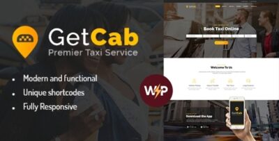 GetCab Online Taxi Service WordPress Theme