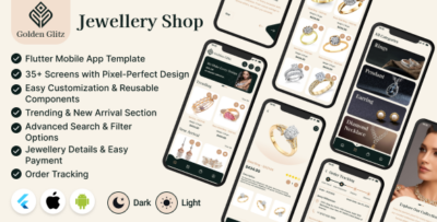 Golden-Glitz - eCommerce App for Jewelry Shop - Flutter Mobile App Template Android & iOS