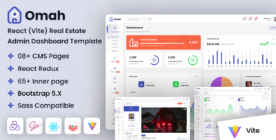 Omah - React (Vite) Real Estate Admin Dashboard Template