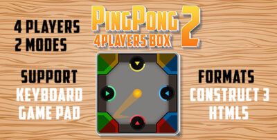 Ping Pong 4 Players Box 2 Game (Construct 3 C3P HTML5) Advanced Game