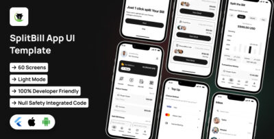Splitbill App UI Template Bill Splitting App in Flutter SplitwisePro App Template