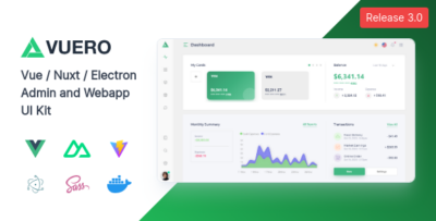 Vuero - Vuejs, Nuxt, Electron - Admin and Webapp UI Kit