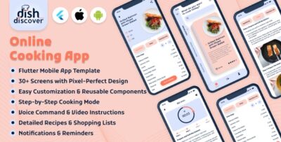 dish-discover - Online Cooking Mobile App Template - Flutter - AndroidiOS UI Kit