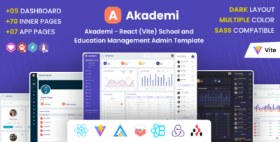 Akademi - React (Vite) School and Education Management Admin Dashboard Template