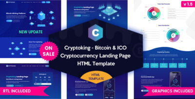 Cryptoking ICO - Bitcoin & ICO Cryptocurrency Landing Page HTML Template