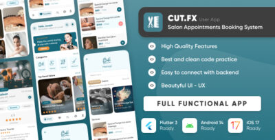 CutFX Salon Booking Appointment Massage, Spa, Barber Listing Multi-Vendor App with Admin Panel