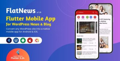 FlatNews Flutter Mobile App for WordPress News & Blog