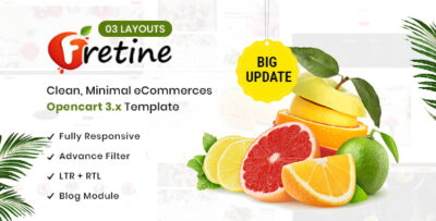 Fretine Organic Store - Responsive OpenCart 3.0 Theme