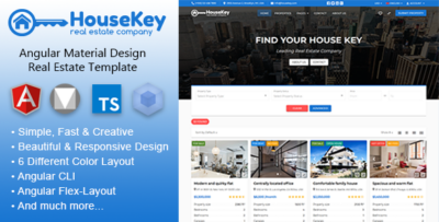 HouseKey - Angular 18 Material Design Real Estate Template