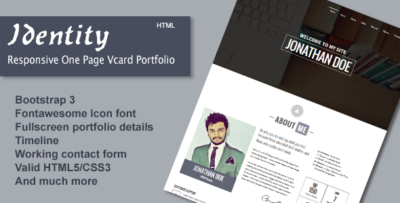 Identity - Responsive One Page Vcard Portfolio