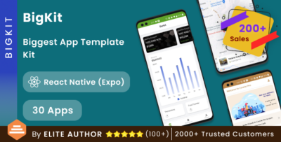 React Native UI KIT BigKit -Biggest React Native App Template Kit - 30 Apps