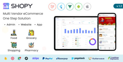 Shopy - Multivendor eCommerce, Food, Grocery, Pharmacy Delivery Flutter App + Admin & Website