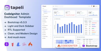 Tapeli - CodeIgniter Admin Dashboard Template.