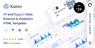 Xamin - Data Science & Analytics Template (HTML, Angular, Vue, React)