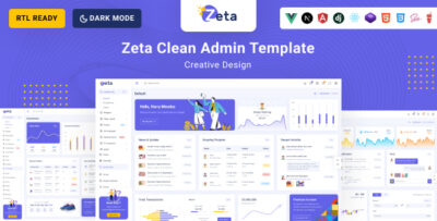 Zeta - Next Js , React js , Vue Js, Angular 18 , Django, Bootstrap 5 HTML Admin & Dashboard Template