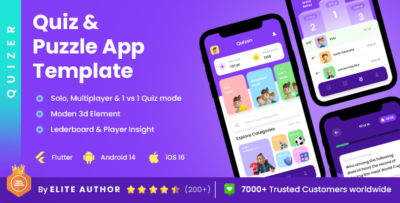 2 App Template Modern Quiz Solo App Multiplayer Quiz App 1vs1 Quiz App Quiz App QuizOn