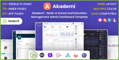 Akademi - NodeJs School and Education Management Admin Dashboard Template