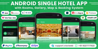 Android Single Hotel Application with Rooms, Gallery, Map & Booking System