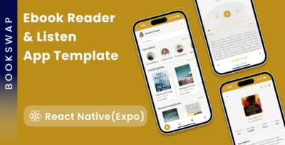 Ebooks Reader and Audiobooks Listen App template in React Native BookSwap